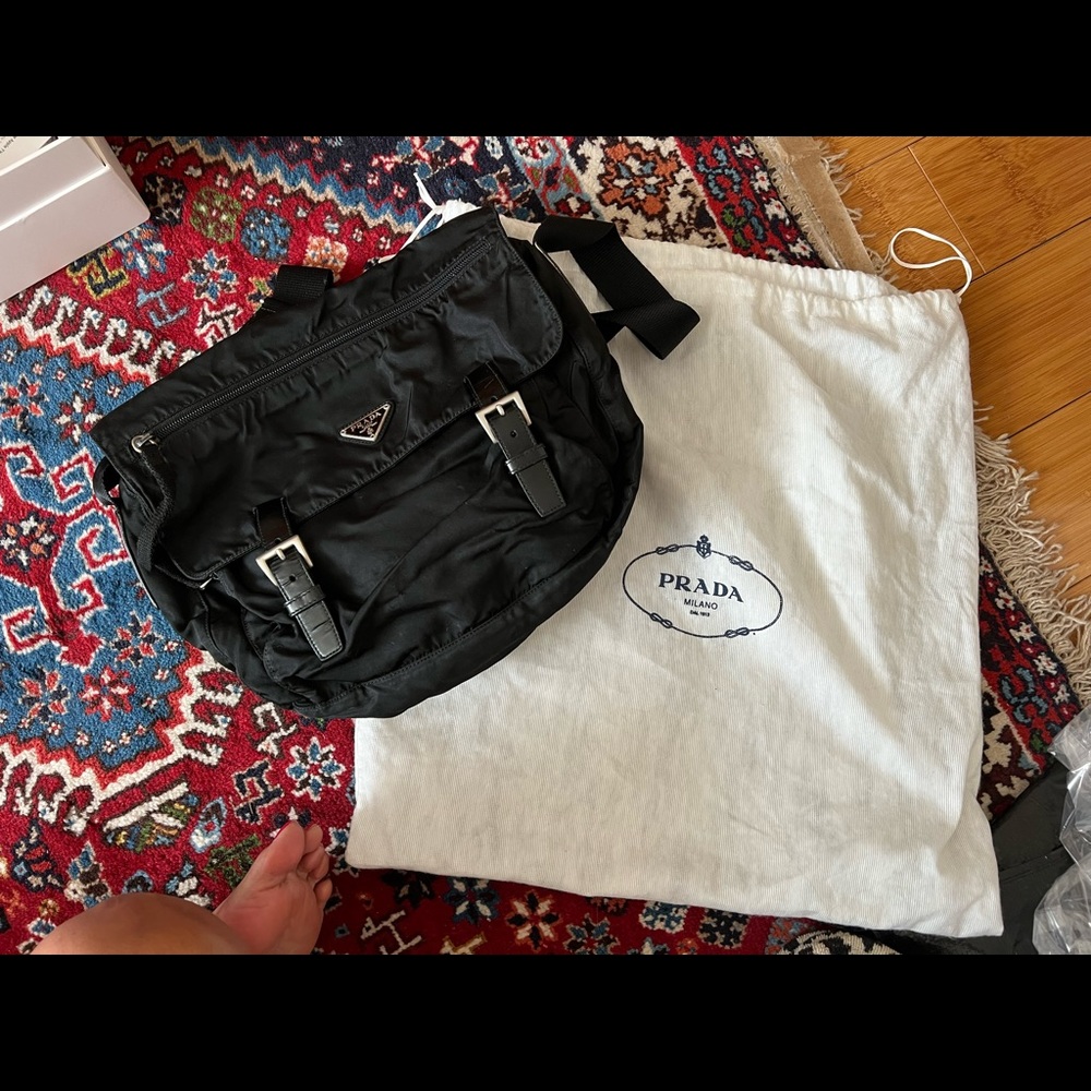 Prada Backl nylon messenger bag